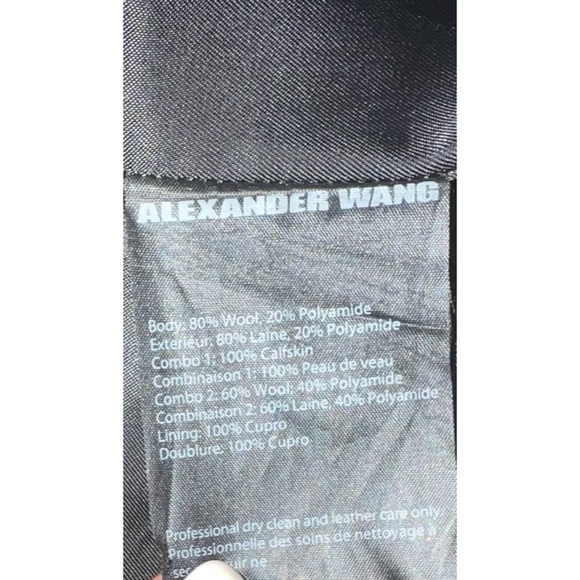 Alexander Wang 'Anthracite' Wool Blend with Croc Sleeves Grey Coat - Picture 3 of 9